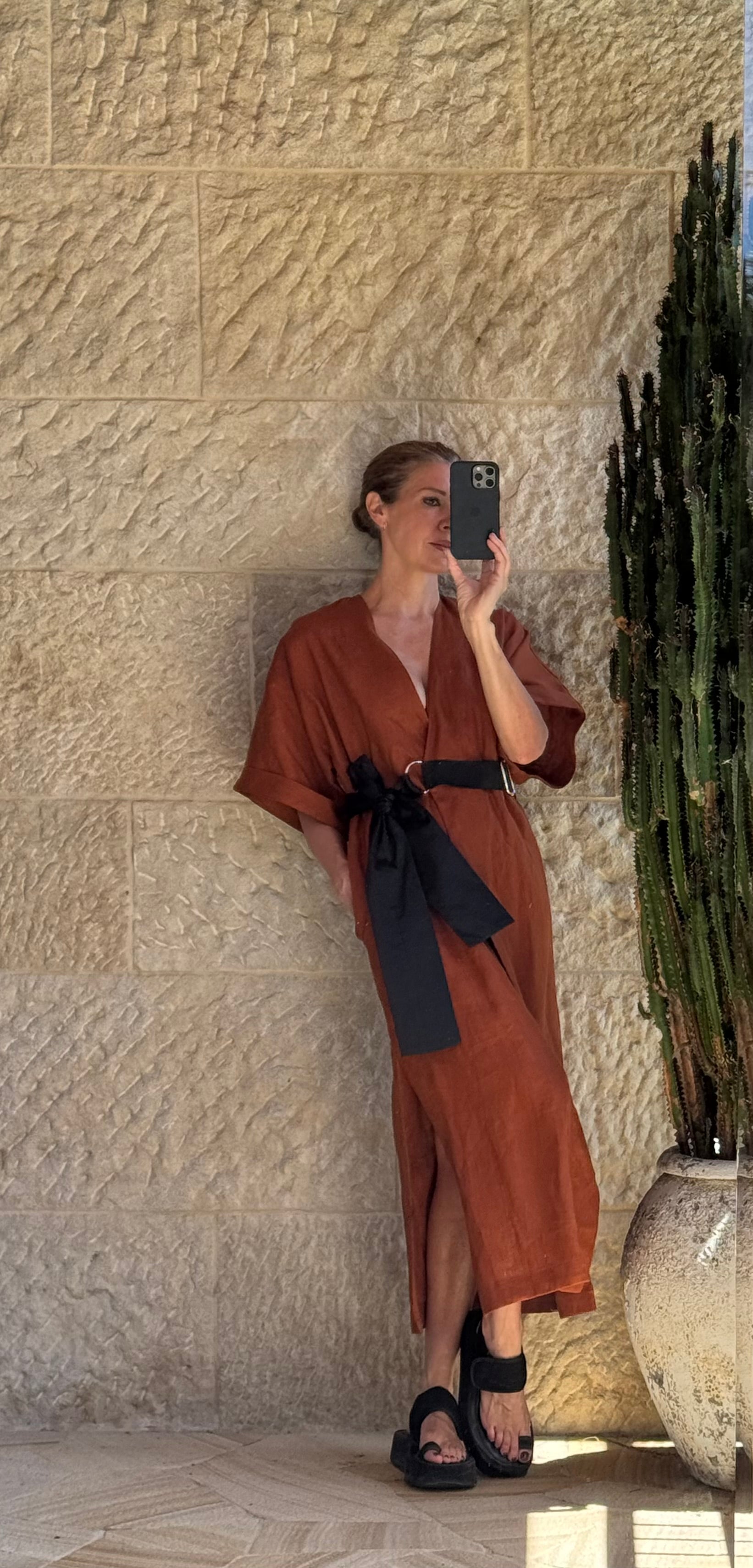 Paradiso Wrap Dress Long / Brick