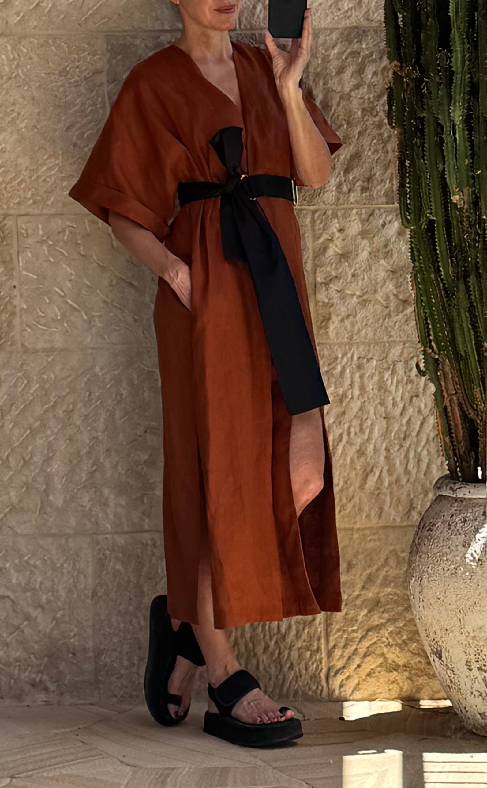 Paradiso Wrap Dress Long / Brick