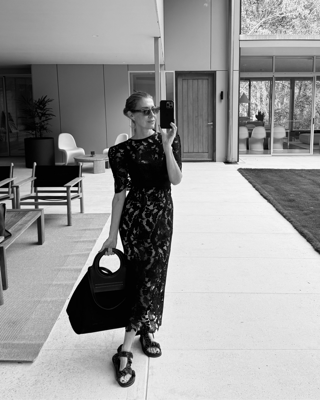 Florentine Lace Midi Skirt / Noir