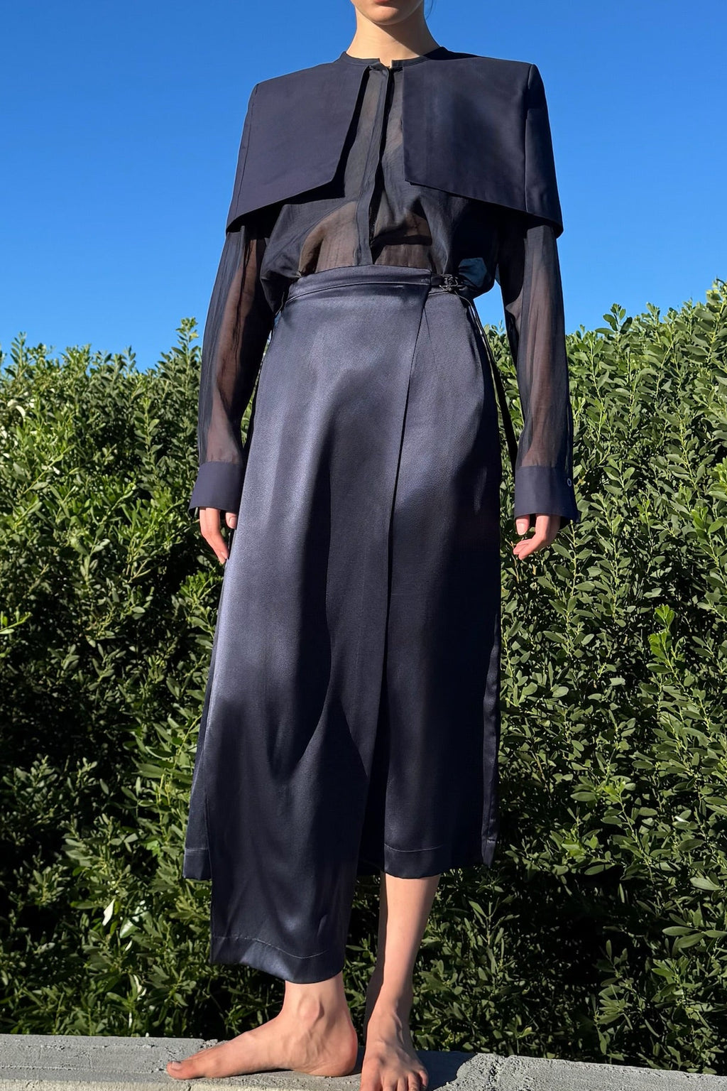 La Roche Silk Skirt / French Navy