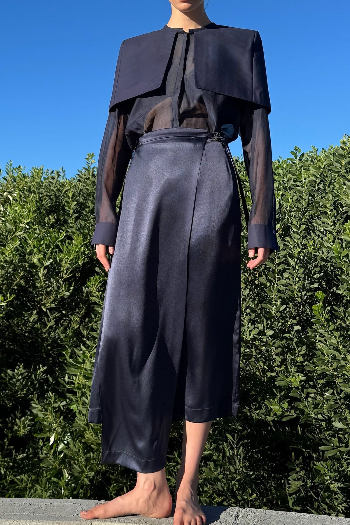 La Roche Silk Skirt / French Navy