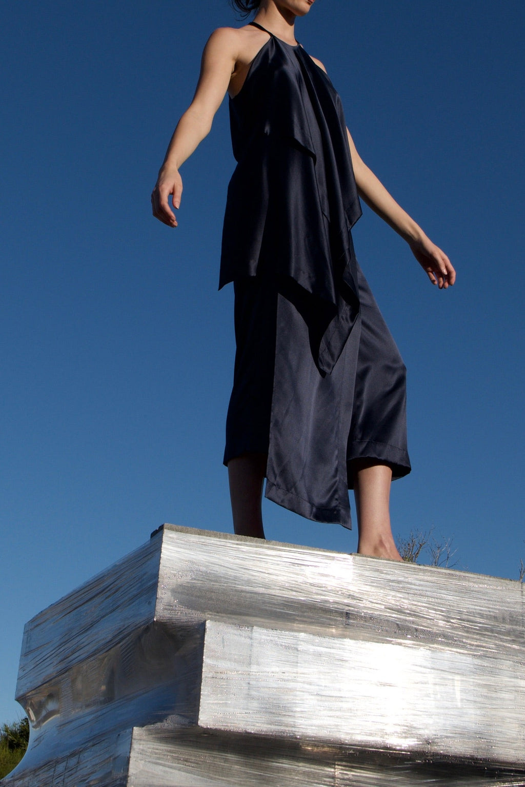 La Roche Silk Skirt / French Navy