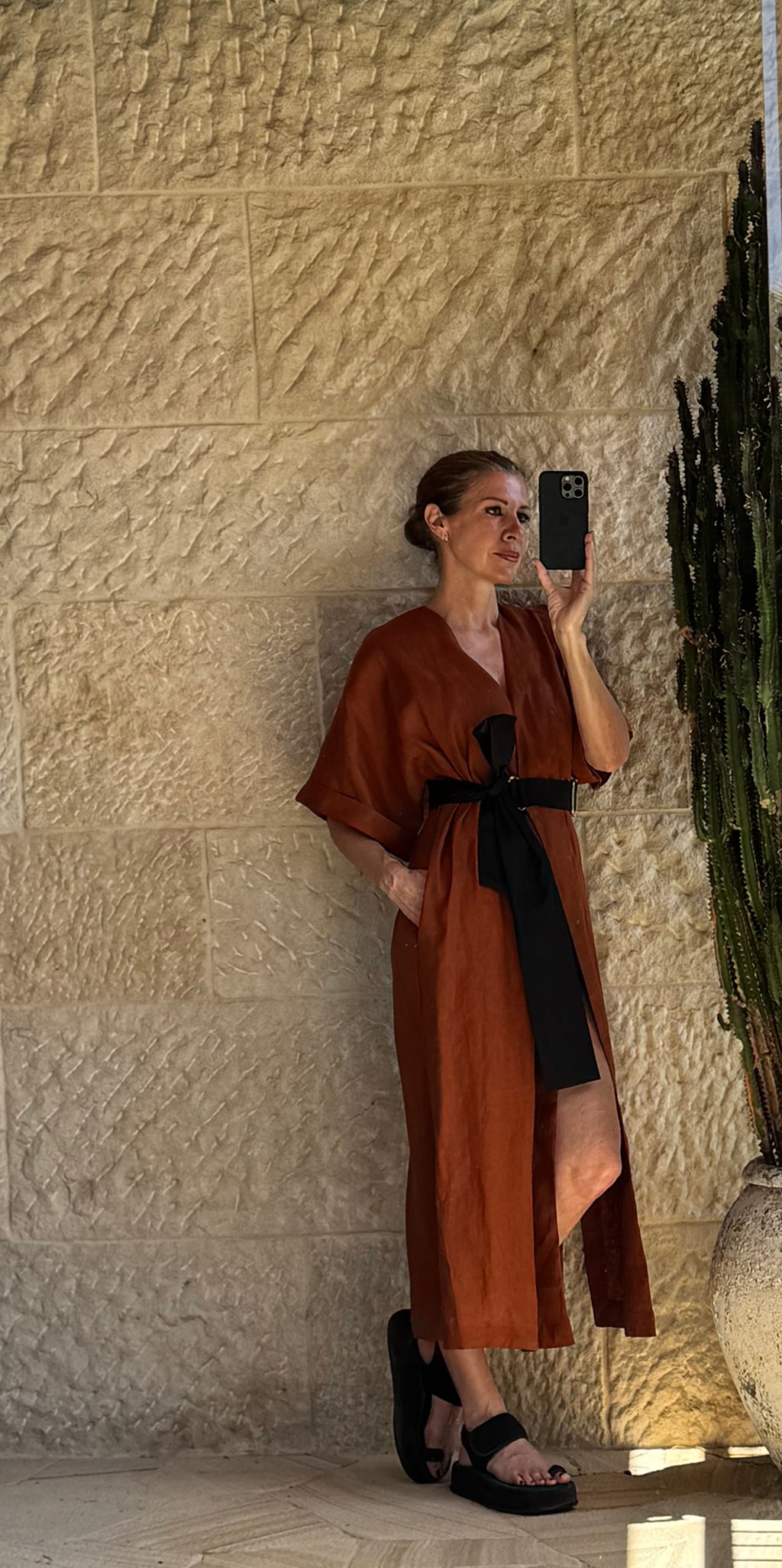 Paradiso Wrap Dress Long / Brick